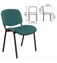 Стул для персонала и посетителей "ИЗО", черный каркас, ткань зеленая, В-27/С-34